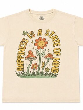 DOM Happiness Is a State of Mind Mushroom Flower Graphic Tee Size Small